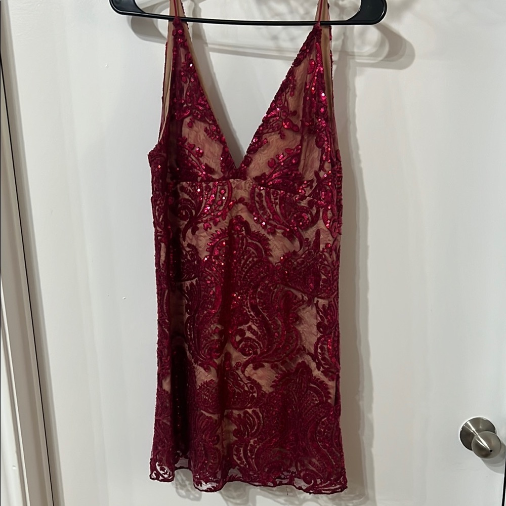 Free People Burgundy Sequin Mini Dress